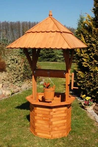 XXL Holzbrunnen 190 cm Gartenbrunnen imprägniert massiv Garten Deko Zierbrunnen - Bild 1 von 2