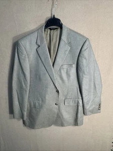 Jos A Bank Signature Collection 44S Green Blue Houndstooth 100% Silk 2 Button - Picture 1 of 14