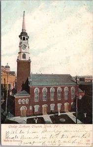 Vintage 1907 YORK, Pennsylvania Postkarte CHRIST LUTHERAN CHURCH Vogelperspektive - Bild 1 von 2