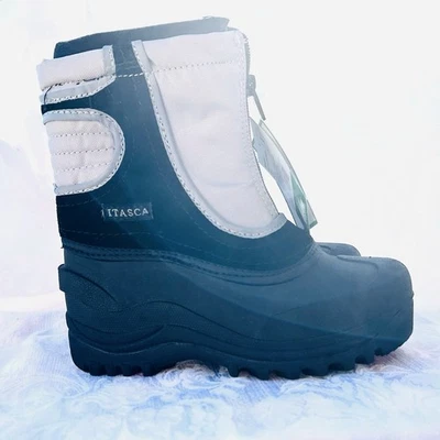 Снег ботинки молодежный размер 1, бренд ITASCA, снег ботинки с подкладкой, черный/серый новый с Ярлыками - Изображение 1 из 4