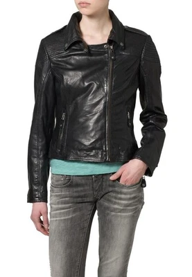 Women Black Lambskin Leather Biker Jacket Genuine Motorcycle Style Slim Fit Coat - Image 1 of 4