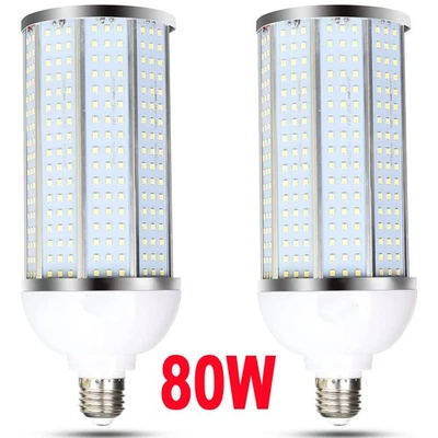 2 Pack 900W Eq. LED Corn Light Bulbs 9600lm 5000K Daylight White 80W E26/E27 USA - Image 1 of 4