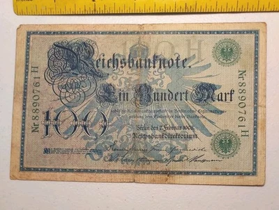 Billete Alemania 100 marcos 1908; elige 34 *sellos verdes* (naj/08) Foto 1 de 2