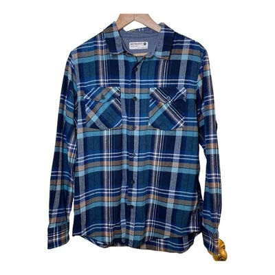 Retrofit Mens Plaid Flannel Shirt Blue Medium Long Sleeve Button Down - Image 1 of 4