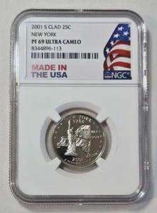 2001 S Clad 25 cent New York NGC PF 69 Ultra Cameo in the Made in the USA label - Picture 1 of 2