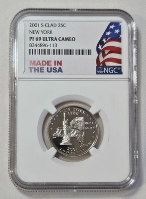 2001 S Clad 25 cent New York NGC PF 69 Ultra Cameo in the Made in the USA label - Image 1 of 2