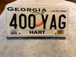 Georgia GA Nummernschild ... on my mind 400 YAG Hart County 2001 - Bild 1 von 1