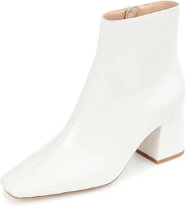 Journee Womens Haylinn Tru Comfort Foam Block Heel Booties | White | 10 Wide - Picture 1 of 4