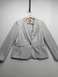 Giacca blazer Tommy Hilfiger donna 12 argento foderato metallizzato 1 bottone cappotto - Foto 1 di 8