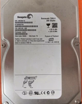 ⭐️⭐️⭐️⭐️⭐️ Desktop 3.5" SATA HDD Hard Drive Seagate ST3200827AS 200GB FW: 3.AHH - Image 1 of 2