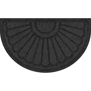 HALF CIRCLE DOORMAT 18" x 30" Stain Resistant Non-Slip Polyester Indoor/Outdoor - Picture 1 of 12