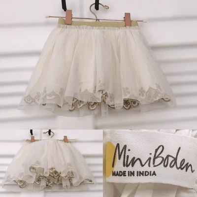 Mini Boden Gold Embroidered Holiday Winter Christmas Tulle Skirt Girl's 2-3 Yrs - Image 1 of 4