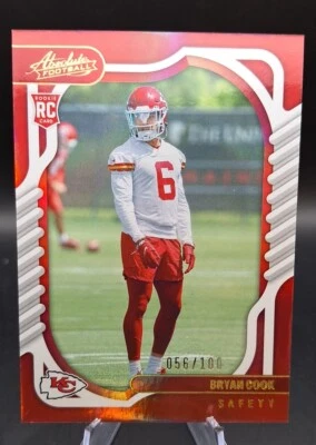 2022 PANINI, BRYAN COOK /100 ABSOLUTE SPECTRUM RED RC KANSAS CITY CHIEFS - Image 1 of 4