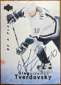 1995-96 Be A Player Autographs Oleg Tverdovsky #S61 Winnipeg Jets - Picture 1 of 2