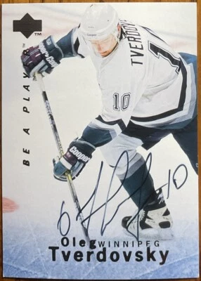 1995-96 Be A Player Autographs Oleg Tverdovsky #S61 Winnipeg Jets - Image 1 of 2