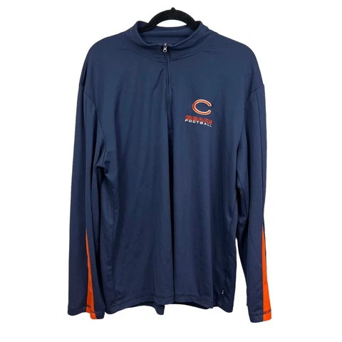 NFL Chicago Bears Sweater Team Apparel Quarter Zip Stitched Logo Blue Men Sz XL Cover