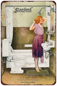 1922 Standard Plumbing Bathroom Fixtures Vintage reproduction metal sign 8 x 12 - Picture 1 of 1