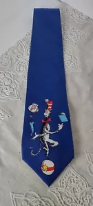 Vintage Dr. Seuss Men's Tie Blue Cat in the Hat 100% Silk 1996 - Picture 1 of 6