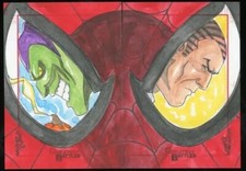 2012 Marvel Greatest Battles Sketch SPIDERMAN GREEN GOBLIN SANDMAN WENDELL RUBIO