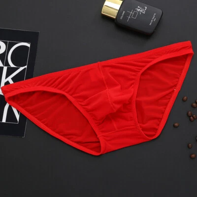 Men's Sexy Transparent Briefs Nylon Ice Silk Ultra-Thin Low Waisted Underwear - Image 1 of 4