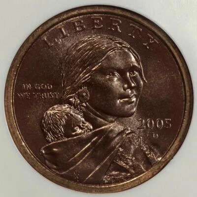 2005 D NGC MS65 Improperly Annealed Planchet Sacagawea Dollar Mint Error - Image 1 of 4