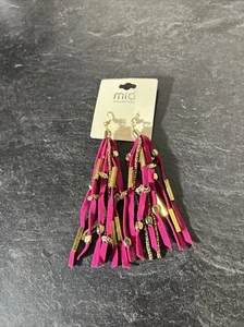 Mia Collection Red Tassel Gold Tone Dangle Hook Earrings Women Fashion Style-new - Picture 1 of 5