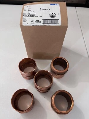 Lot of 5 New Nibco 9604 2" 2 1/8" OD x 2 M Male Adapters Wrot Copper 5P035