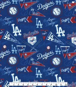 LA Dodgers Vintage MLB Cotton Fabric by the 1/2 Yard. Great for Masks!! - Picture 1 of 1