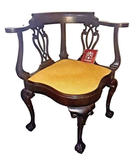 Southwood Chippendale Style Mahogany Enonized Ball and Claw Corner Chair NOS - Picture 1 of 19