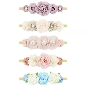 5 Pack Delicate Floral Flower Nylon Headbands Hair Bands Accessories for Baby... - Picture 1 of 5