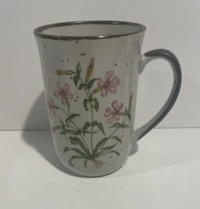 Otagiri Style Coffee Mug Cup Wild Pink Flowers Brown Speckles #101 Japan Vintage - Picture 1 of 7