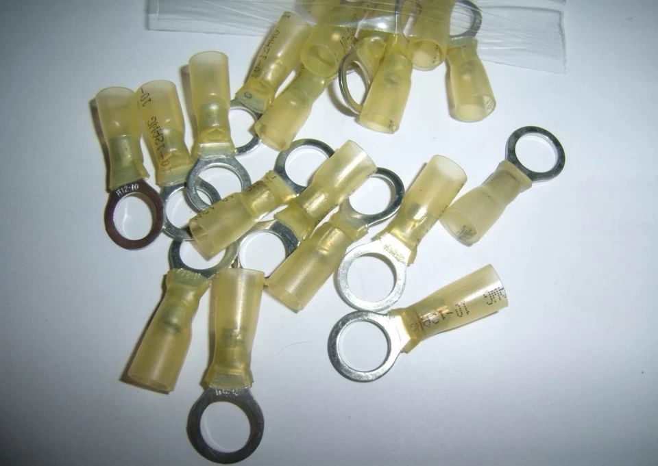 10 Heat Shrink 3/8" Ring Terminal Connector 12-10 Gauge Ga AWG Car Audio Marine - Image 1 of 1