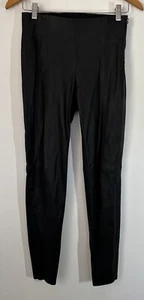 Zara Faux Leather Look Black Ankle Pant Trousers Size XS Elastic Waist Side Zip - Picture 1 of 7