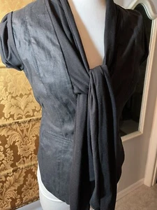 ROCK & REPUBLIC BLACK LINEN SHIRT TOP NWT NEW S 6 Goth Tunic Blouse - Picture 1 of 11