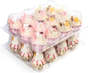Mini Cupcake Containers 12 Count 40 Pack Dozen Clear Plastic Cupcake Holder - Picture 1 of 7