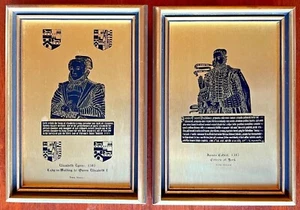 Vintage 'James Cotrel & Elizabeth Eynns York Minster' Framed Brass Plaques RARE - Picture 1 of 6