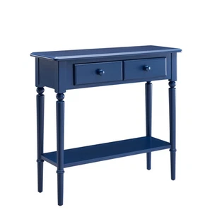 LEICK HOME Coastal Hall Console Wooden Table with Drawer Storage - Navy Blue - Picture 1 of 5