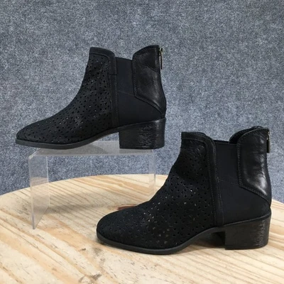 Kenneth Cole Reaction Boots Womens 5.5 Salt LSR Gore Bootie Black Leather Block - Image 1 of 4