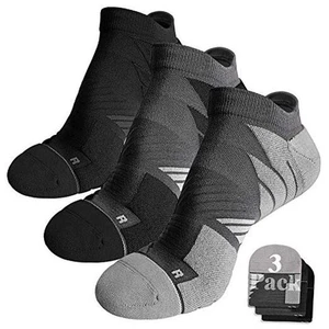 No Show Running Athletic Anti-Blister Large 3 Pairs Black/Dark Grey/Grey - Picture 1 of 7
