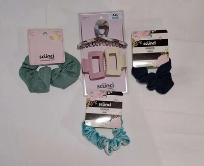 Комплект аксессуаров для волос Scünci — резинки + зажимы для когтей 4 шт. наполнитель для чулок - Изображение 1 из 4