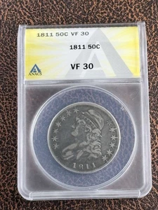Busto mezzo dollaro 1811 VF30, raro, spedizione gratuita - Foto 1 di 2