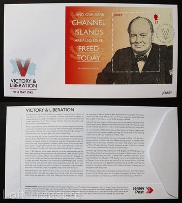 Jersey Stamps "Victory & Liberation - 50th Winston Churchill" FDC £3.00 M/S 2015 - Image 1 of 3