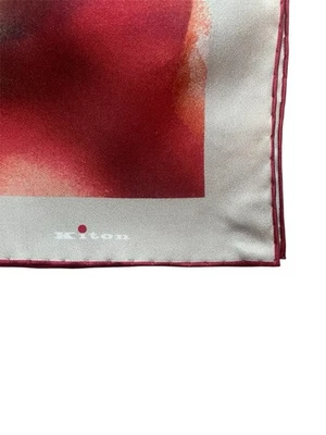 NWT Kiton Pocket Square 100% Silk Beige/red  Pocket Square  15x15 - Image 1 of 4