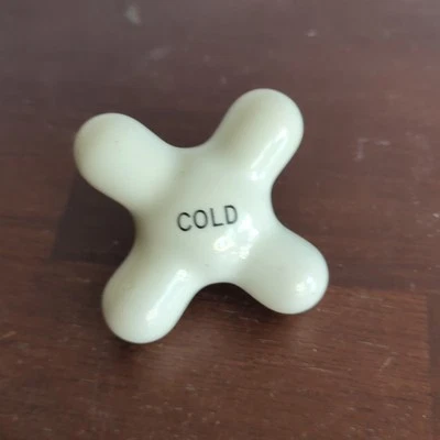 Antique Porcelain Cross Cold Water Faucet Plumbing Hardware 3.25" - Image 1 of 3