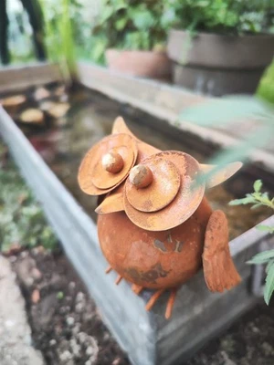 Eule Vogel Edelrost 3D, Gartendeko  Vintage & Rustikal Topfstecker Rost Figur - Bild 1 von 4