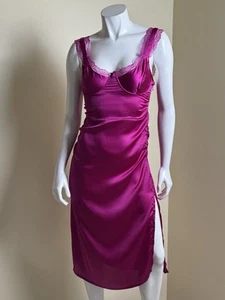 Live 4 Thrust Damen Satin Kleid mit langem Schlitz Gr. M (B.099) - Bild 1 von 8