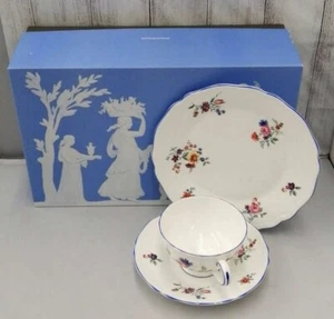 WedgWood Tafetta Flower Cup & Saucer & Plate, Unused, Japan, Box Included - Picture 1 of 16
