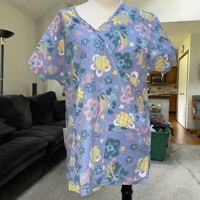 J I T Womens Scrub Top V Neck 2 Pockets Size Small Free Shipping - Image 1 of 4