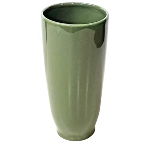 Ceramic Cylinder Vase Avocado Green 8" x 4" Marked A.A.F. - Picture 1 of 5
