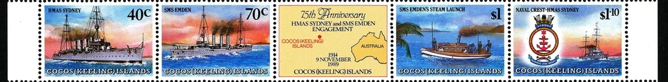 Cocos (Keeling) Islands 1989 German ship Emden WWI MNH - Image 1 of 1